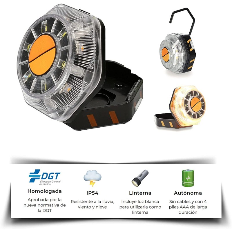 Luz emergencia v16 LED homologada DGT señalización baliza de