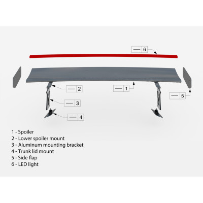 Carbon Fiber Spoiler para +LED light BMW M2 G87 / M240i / 2 M-Pack / 2 Standard G42