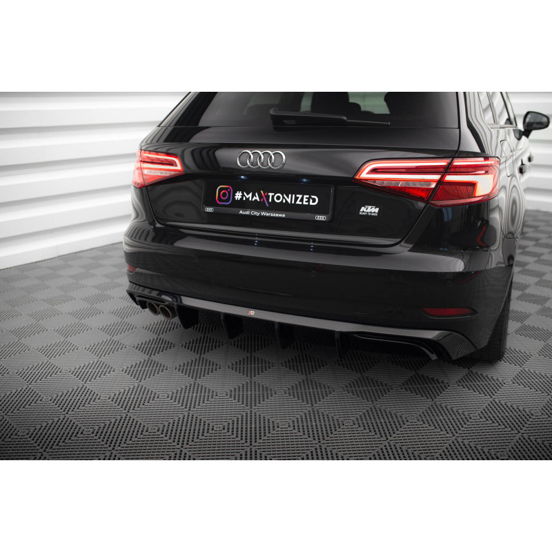 Difusor trasero para Audi A3 Sportback 8V Facelift (Version with double exhaust tip)