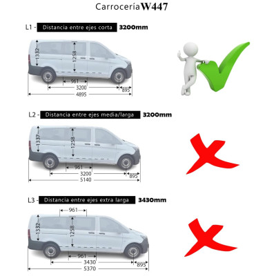 Barras de techo Negras para MERCEDES VITO, CLASE V W447 2014-2025 Aluminio Negro