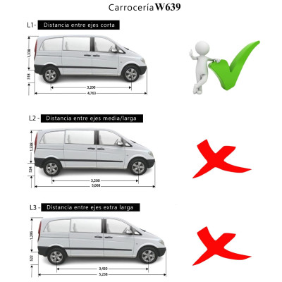 Barras de techo Negras para MERCEDES VITO, VIANO W639 2003-2014 Aluminio Negro