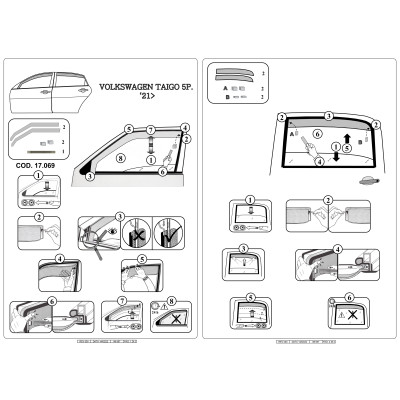 Deflectores Delanteros + Traseros para VW TAIGO desde 2022 - derivabrisas