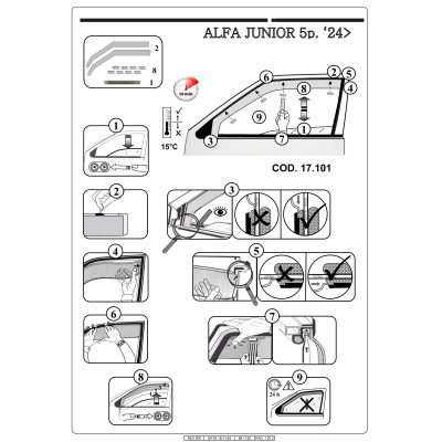 Deflectores de Aire para Alfa Romeo Junior | 2024+ derivabrisas ahumados