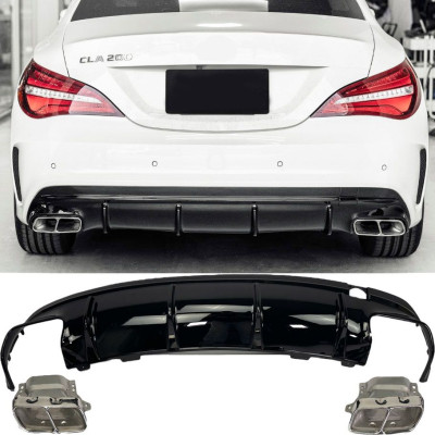 Difusor + Escapes (Cromo) para Mercedes CLA C117 X117 | 2013-2019